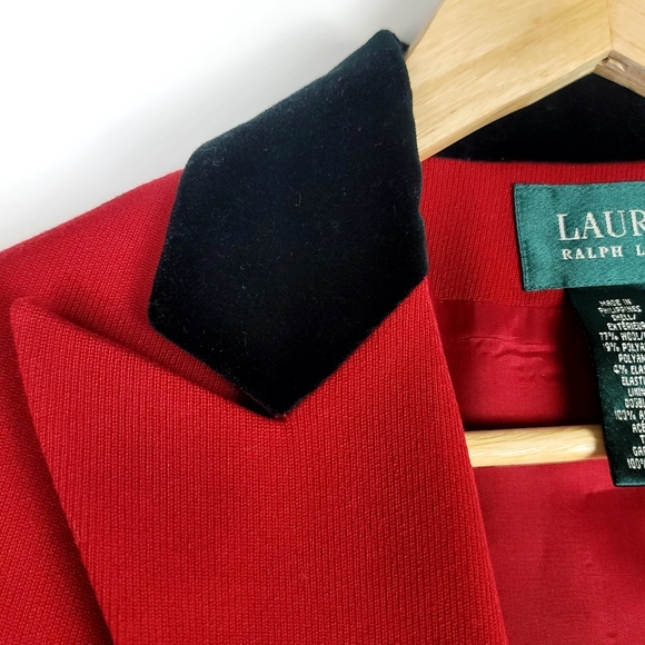Vintage Lauren Ralph Lauren Red Wool Cropped Equestrian Blazer size 6 - Picture 4 of 9